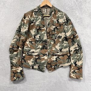 Free People Jacket Women's 12 Military Camo Lightweight Button‎ Front